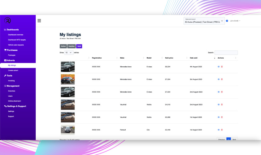 Revolution Dealers admin listings